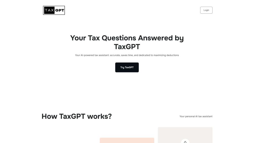'TaxGPT: AI Tax Assistant, Simplifying Tax Processes & Maximizing Deductions' 'TaxGPT: AI Tax Assistant, Simplifying Tax Processes & Maximizing Deductions'