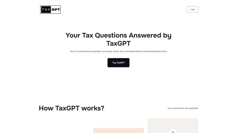 'TaxGPT: AI Tax Assistant, Simplifying Tax Processes & Maximizing Deductions'