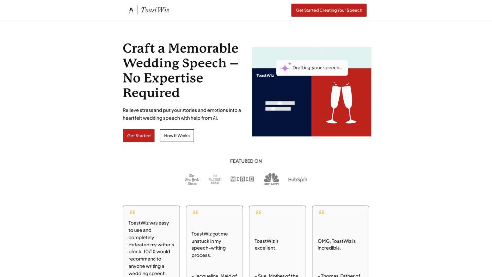 ToastWiz: AI Tool for Perfect, Memorable Wedding Speeches