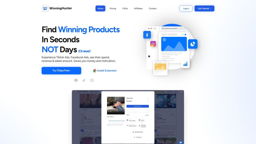 WinningHunter: AdSpy Tool for TikTok & Facebook Ad Insights