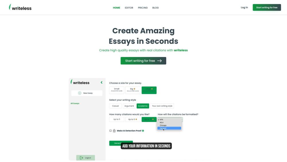 Writeless: AI-Powered Essay Writing Tool for Top Results - Top Features