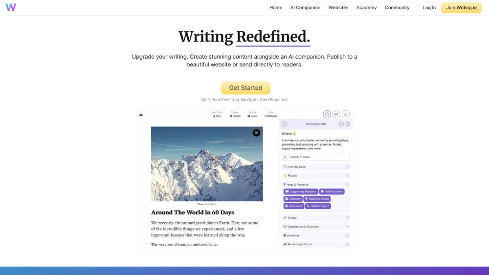 Writing.io: Efficient Content Creation & Intelligent Website Building