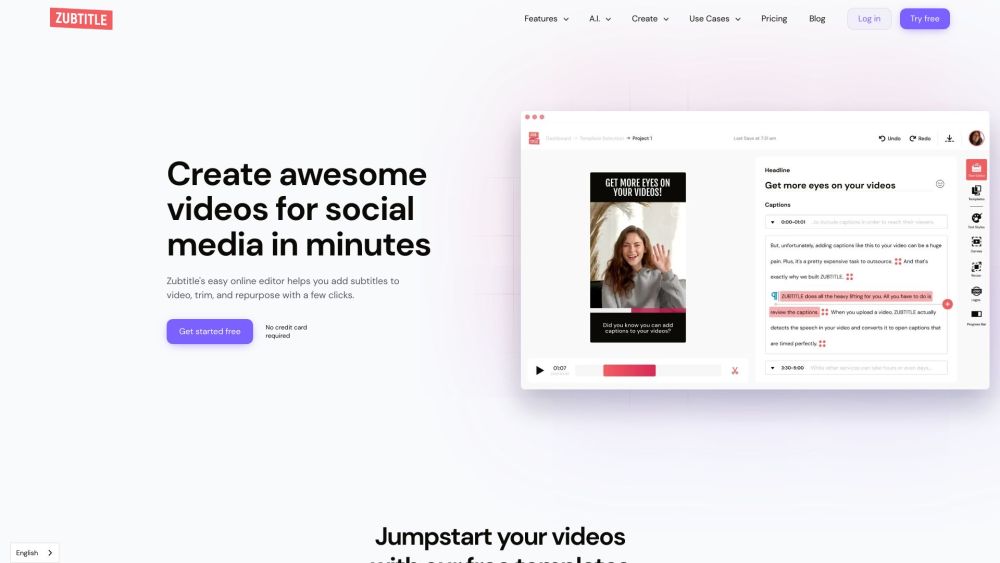 Zubtitle: AI Video Editing, Quick Subtitles, Social Media Ready