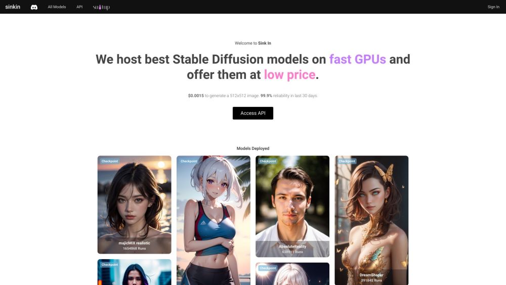 Sink In: Custom Stable Diffusion Models, Fast & Reliable APIs, Top Infra