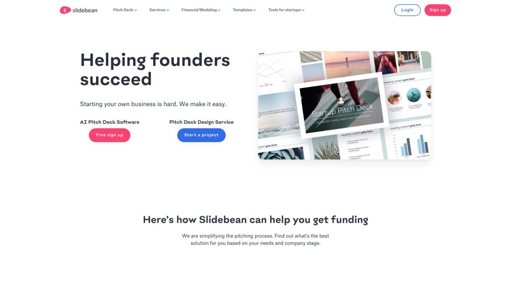 Slidebean Founder Platform: Pitch Decks, Financials, Expert Team : Templates, Tools, Expert Support