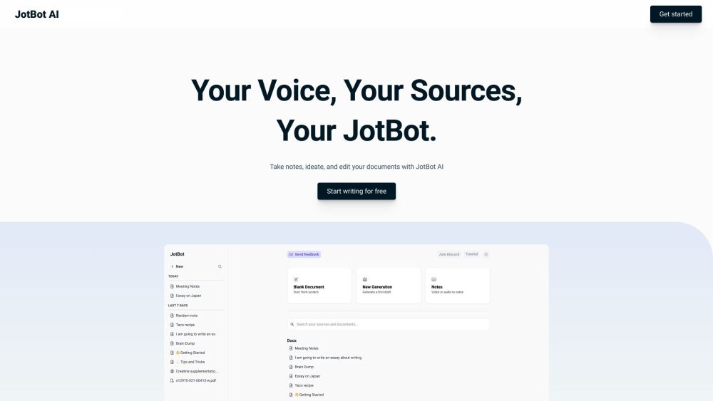 JotBot AI: Mimic Style, Real-Time Notes, Advanced Editing Tools