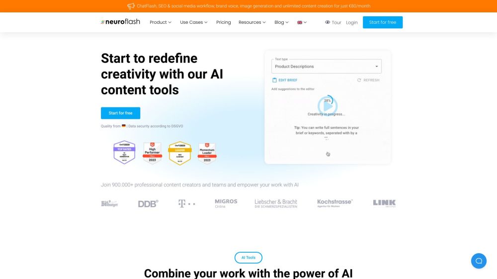 Neuroflash: Leading AI Text & Image Generator - Europe’s No.1 Tool