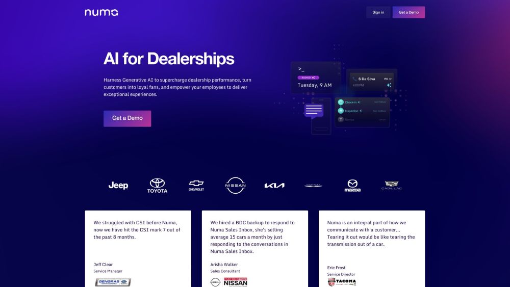 Numa | AI for Dealerships : Capture ROs, Schedule, Real-time Updates