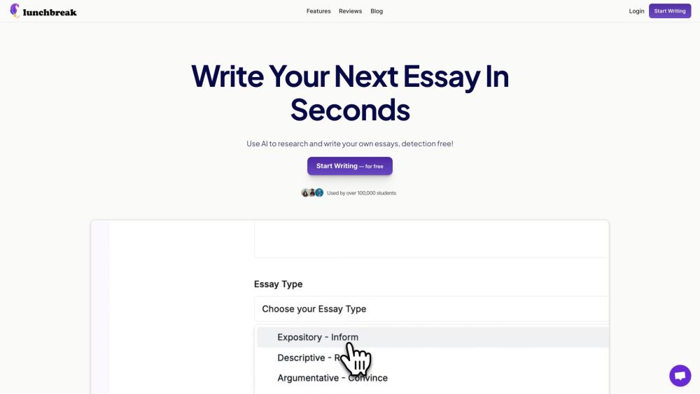 Lunchbreak AI: AI-Powered, Detection-Free Essay Writing Solution