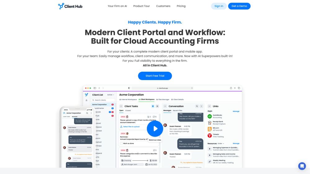 Client Hub: Workflow, Secure File Sharing, Messaging & More