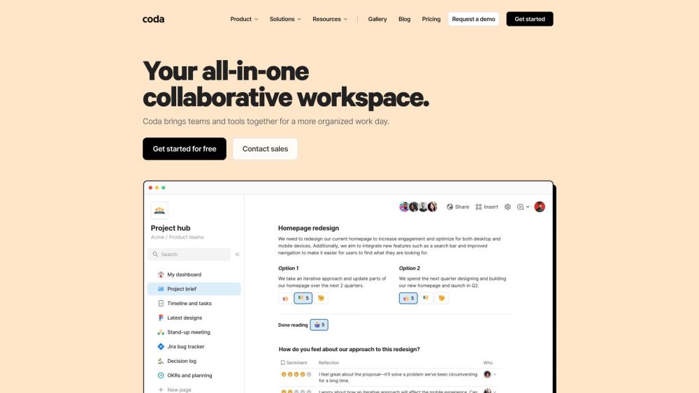 Coda: Collaborative Workspace for Supercharged Team Workflows - All-in-One