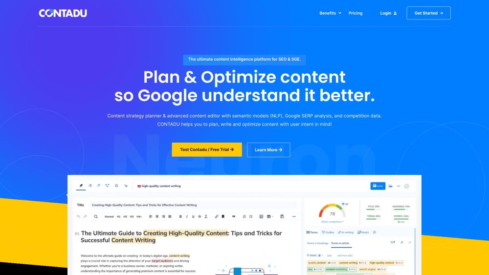 CONTADU: AI Content Planning, Semantic Analysis & Advanced Editor Tools