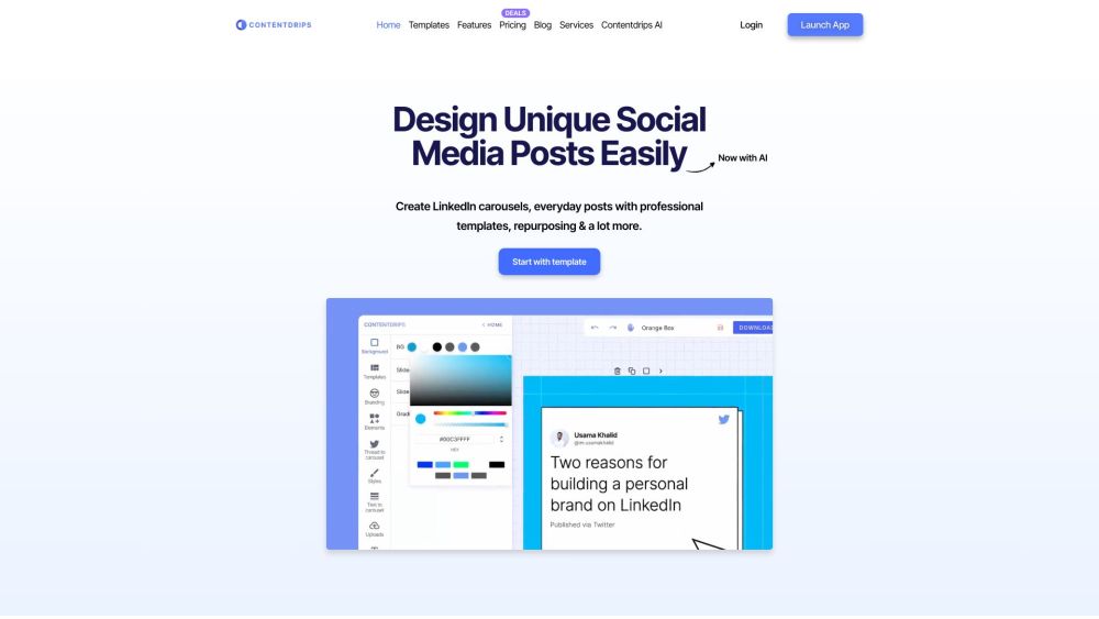 Contentdrips: AI Social Media Post Creation, Templates & Smart Editing