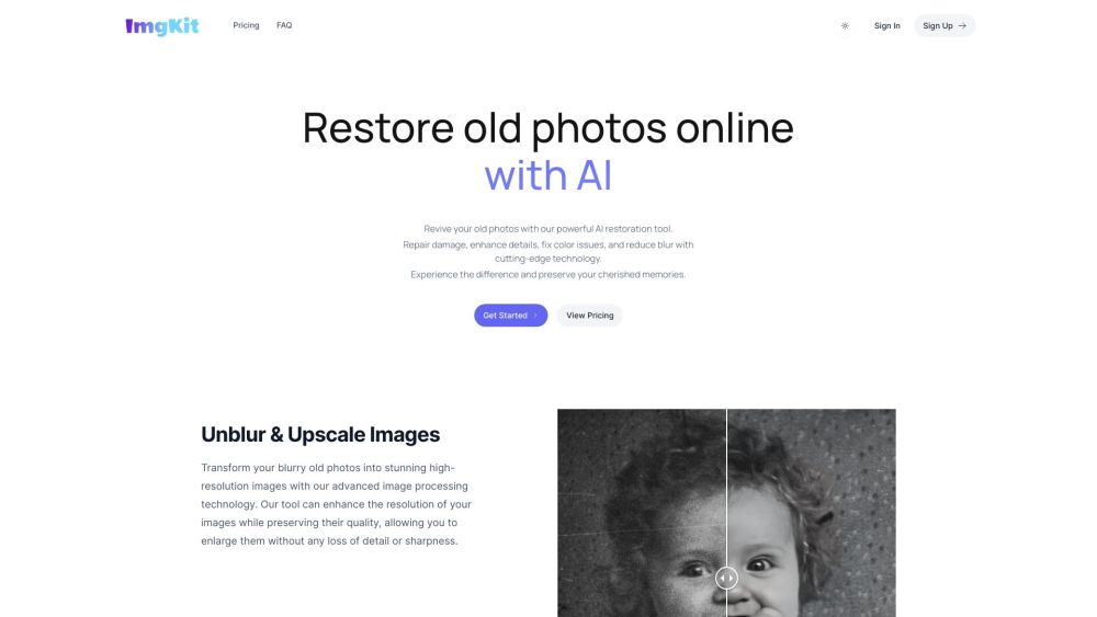 ImgKit AI Old Photo Restoration: Repair, Enhance, Deblur Photos