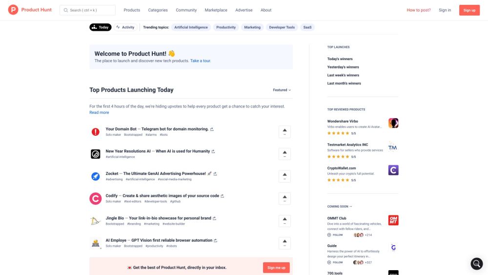 Product Hunt: Top New Tech & Mobile Apps Daily Curation & Discovery