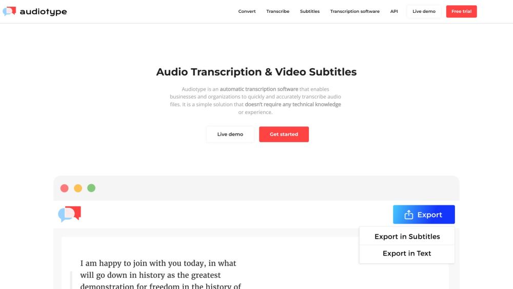 Audiotype: Fast, Accurate Audio Transcription Tool