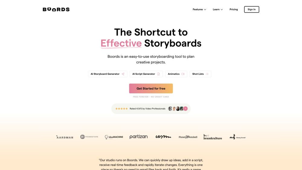 Boords: User-friendly Storyboarding Tool - Plan Creative Projects Easily