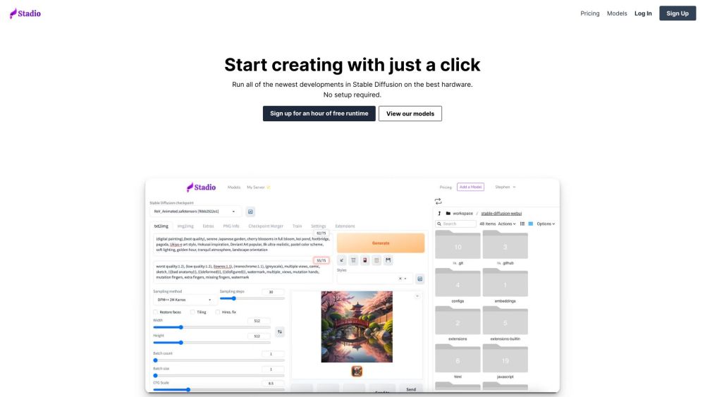 Stadio: Stable Diffusion Web UI for AI Generated Images