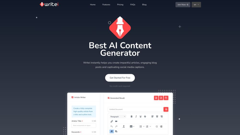 Writei: AI Content Generator for Articles, Blog Posts & Social Media