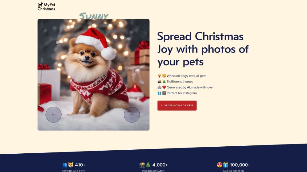 MyPet Christmas: AI-Generated Pet Photos for Ultimate Holiday Cheer