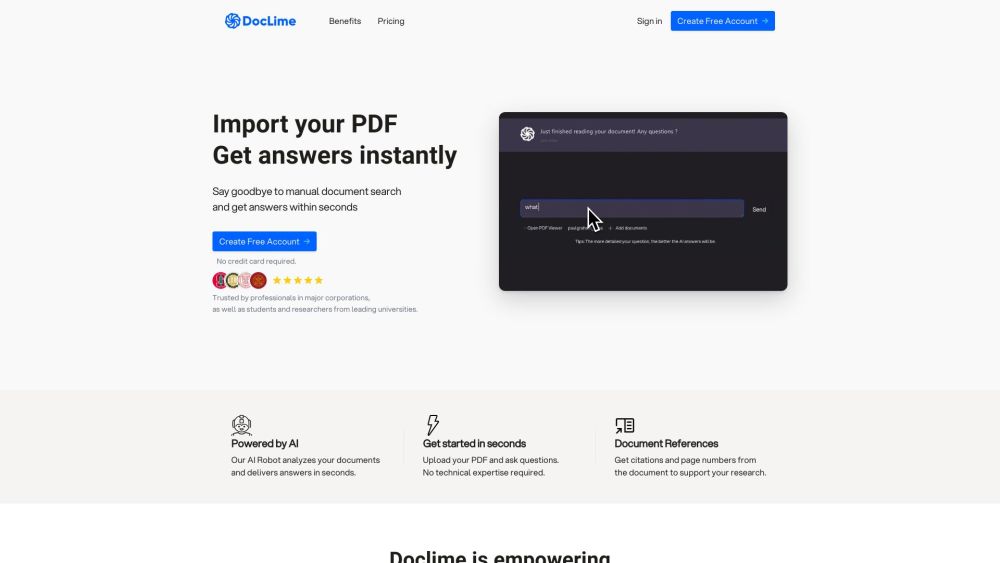 Doclime: Instant Answers & Citations from Your Uploaded Documents