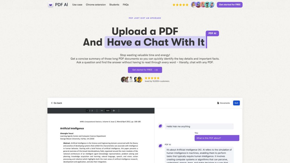 PDF AI: Revolutionary Chat Interface for Any PDF : Chat with PDFs