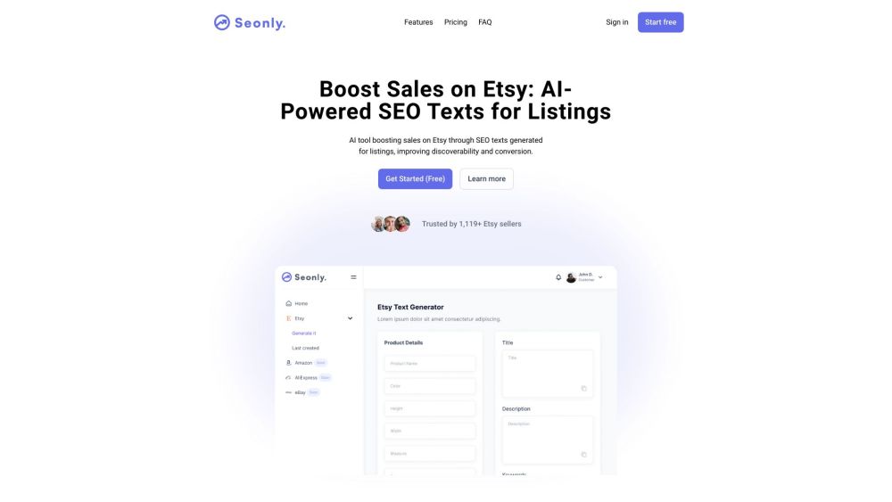 Seonly : AI Powered SEO Texts for Boosting Etsy Listing Sales