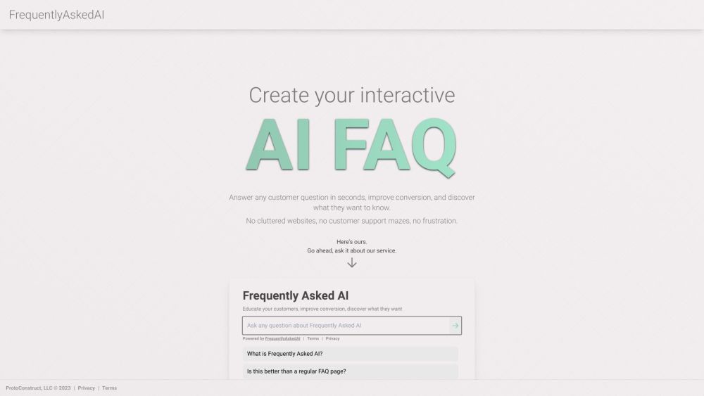 FrequentlyAskedAI: AI FAQ Builder, Boost Conversion, Clutter-Free Sites