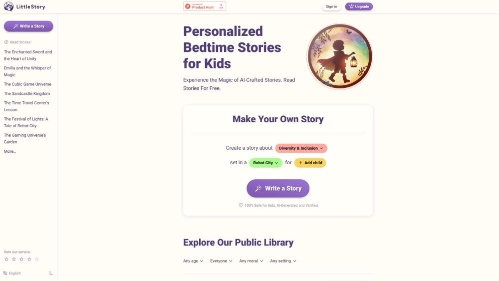 LittleStory: AI Bedtime Tales in Multiple Languages for Kids