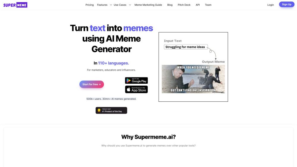 Supermeme.ai: AI Tool to Turn Texts into Fun Memes