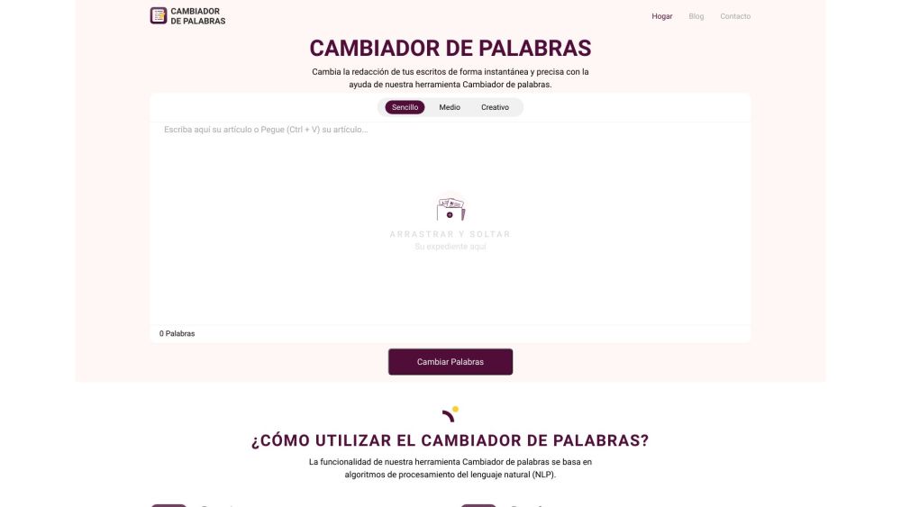 Cambiador de Palabras: Redacción Instantánea y Precisa de Textos