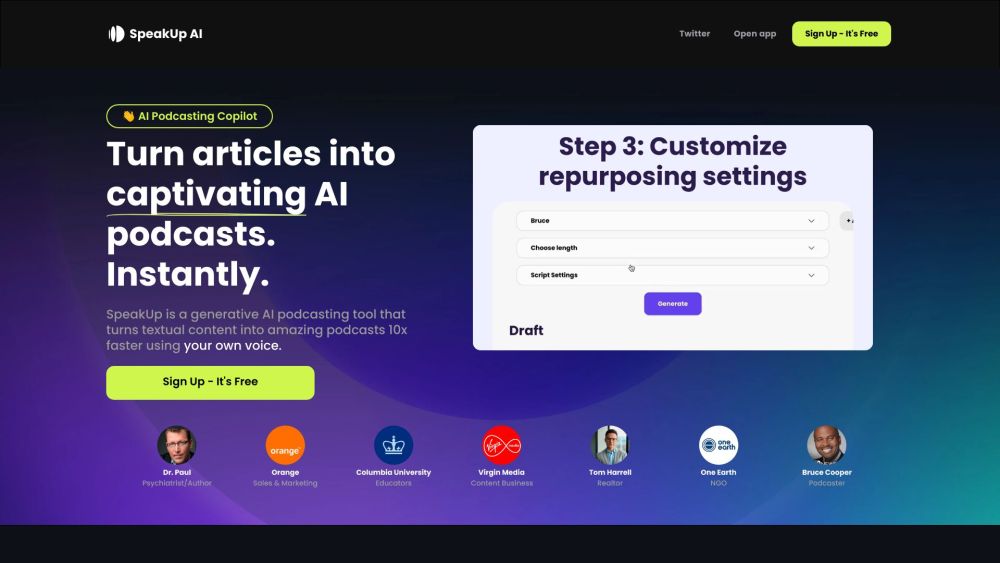 SpeakUp AI : Transform Written Content into High-Quality Podcasts