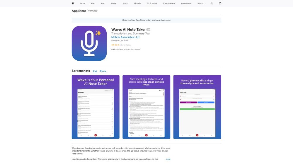 Wave: AI Note Taker - Transcribes & Summarizes Audio & Calls