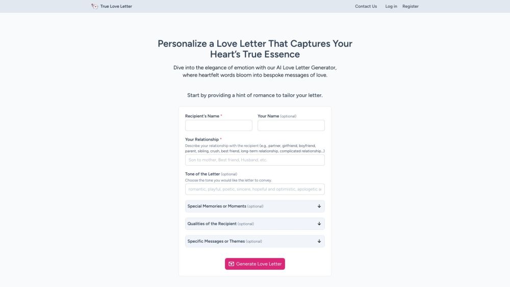 AI Love Letter Generator: Personalize Letters, Capture Heart Essence