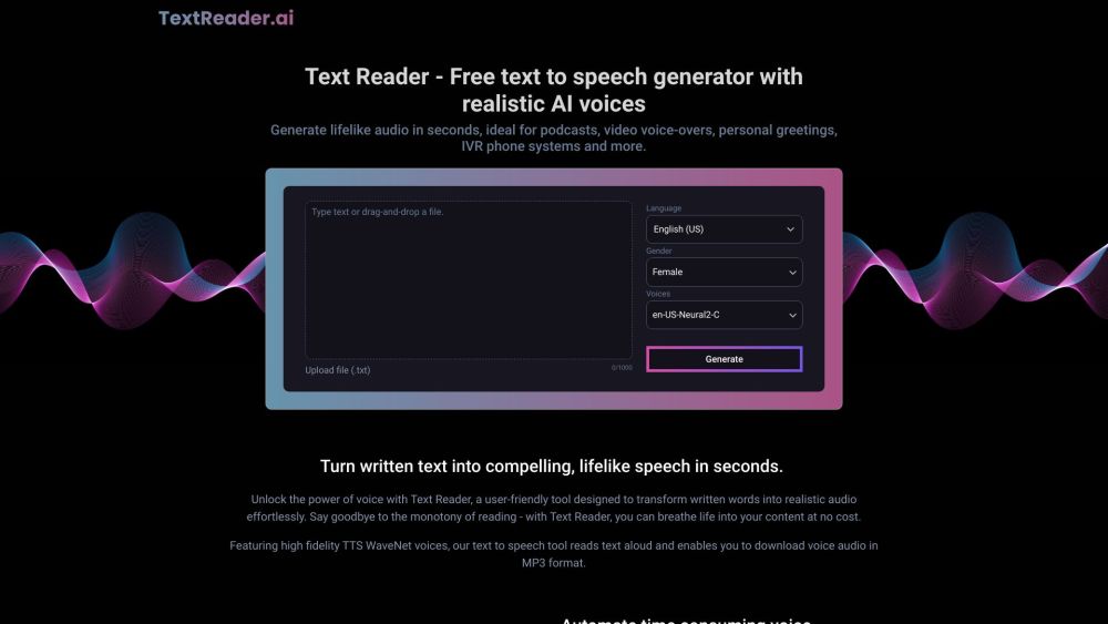 Text Reader: Free AI TTS with Realistic Voices