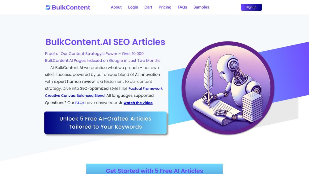 BulkContent.AI: AI-Driven, SEO-Optimized Content Creation : Diverse Styles, Versatile Formats