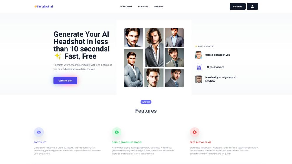 FastShot AI: Free, Quick AI Headshot Generator in Less Than 30 Seconds