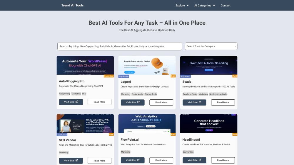 Trend AI Tools: Best Site for Various AI Solutions Online