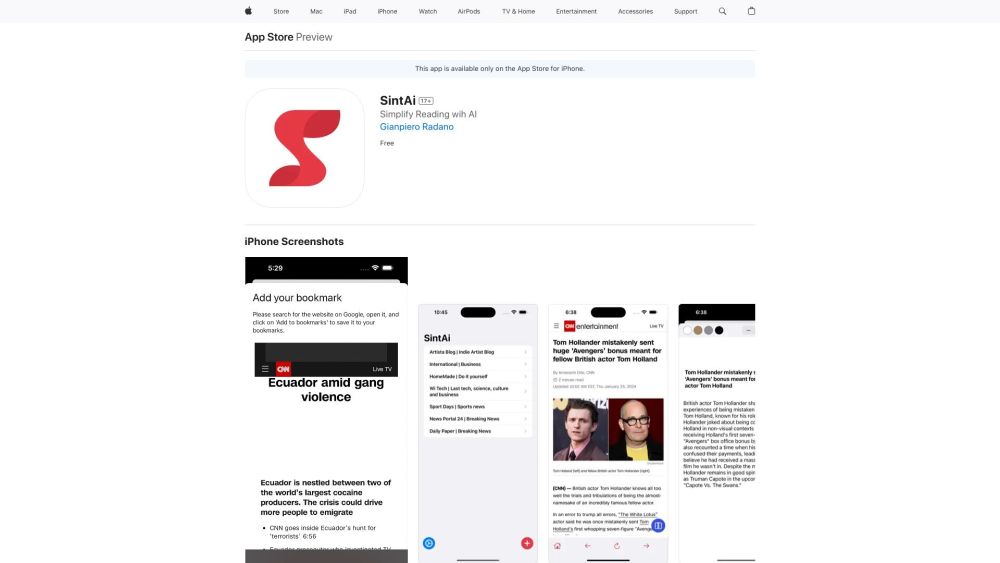 SintAi : iOS App for Efficient Web Content Summarization, Powered by ChatGPT