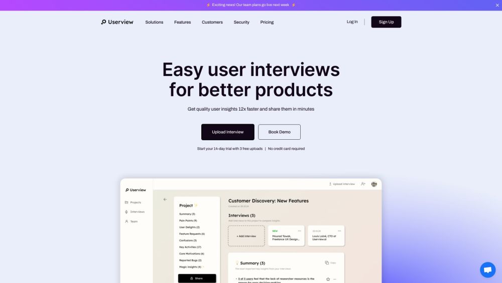 Userview: Analyze Interviews & Generate Reports in Minutes