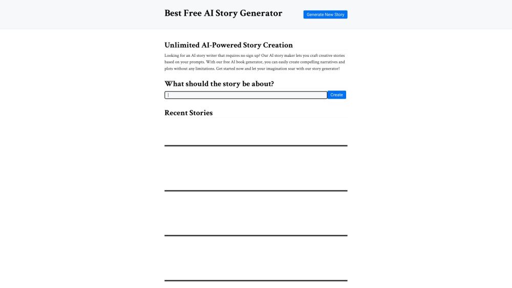 AI Story Generator: Free, Limitless Creativity, No Sign-Up Needed