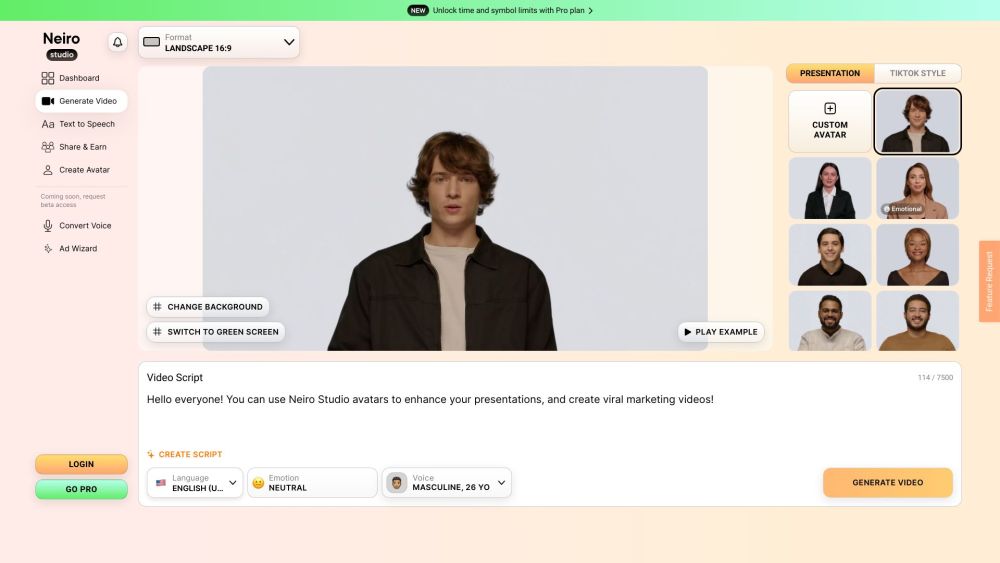 Neiro.AI: Human-Like Video Avatars & Custom Voices