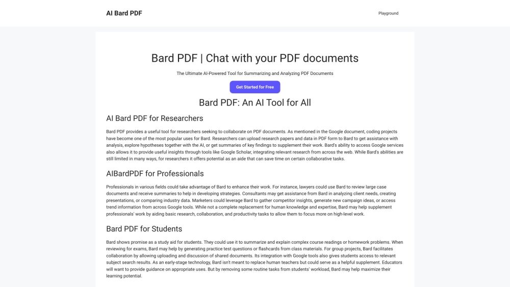 AI Bard PDF: Summarizes & Analyzes PDF Documents with AI Power