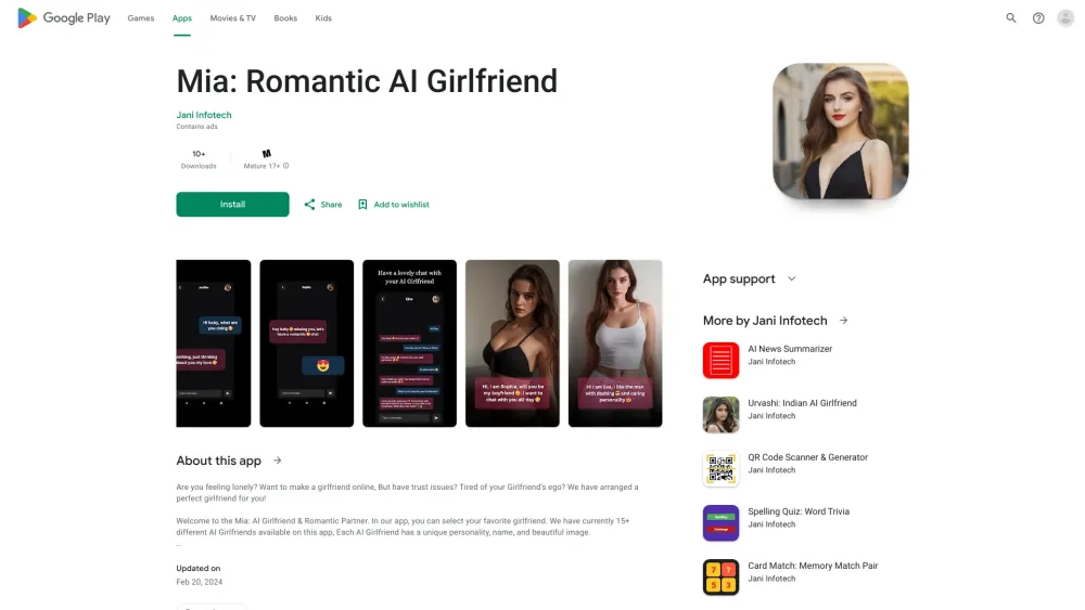 Mia: AI Girlfriend - 15+ Varieties, Unique Personalities & Images