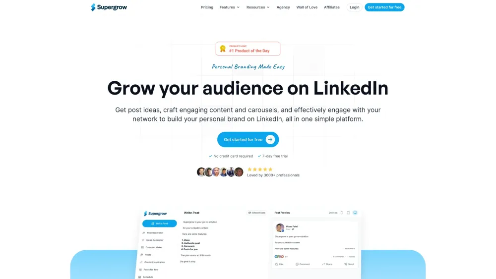 Supergrow : LinkedIn Personal Branding Tool : Key Features