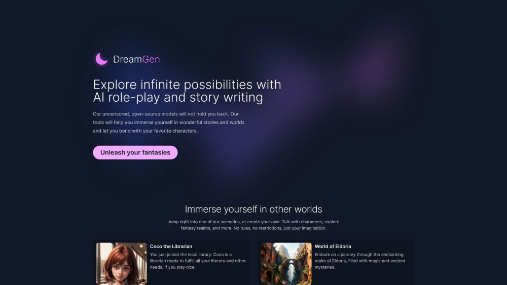 DreamGen: AI Role-Play, Story Creation & Fantasy Exploration Features