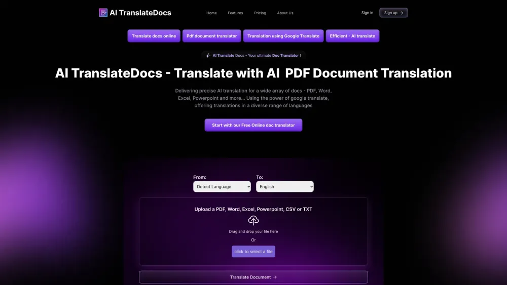 AI TranslateDocs: 130+ Langs, AI, OCR Doc Translation