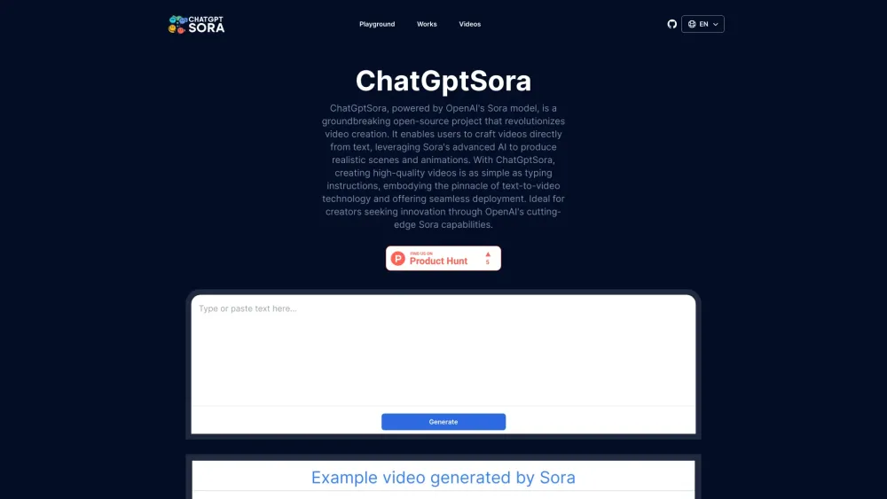 ChatGptSora: Text-to-Video Creation Platform with Sora Model