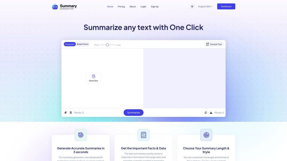 SummaryGenerator.io: Advanced AI Tool for Efficient Summaries, Fast Results