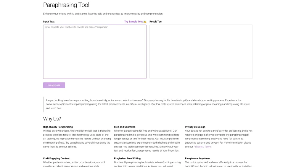 Paraphrasing Tool: Free AI Text Changer for Rewriting Sentences & Essays